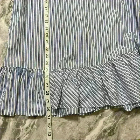 Zara Blue and White Striped Ruffled Collared Mini Dress women’s Size S Beach - Picture 3 of 6